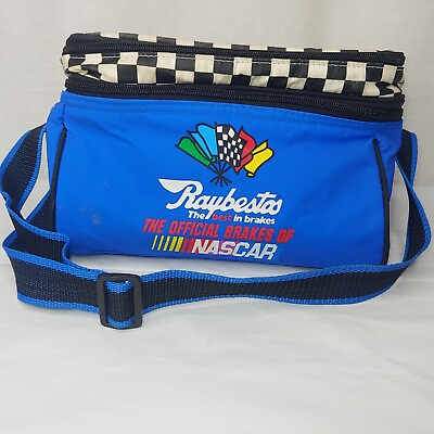 Vintage NASCAR 50th Anniversary Lunchbox Cooler Soft Bag Blue Race Flag READ