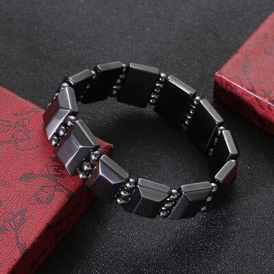 #ad Hematite Bracelet For Men Women Bangle Bracelet Magnetic Health Beads Jewelry