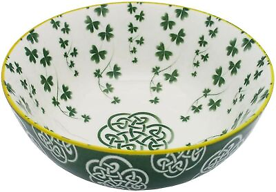 #ad Kitchen Bowl Celtic Knot Green Shamrock Bone China Traditional Irish 5.5 in