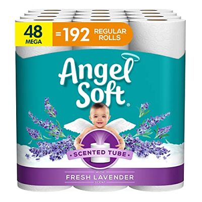 Angel Soft Toilet Paper 48 Mega Rolls with Lavender Assorted Colors Sizes