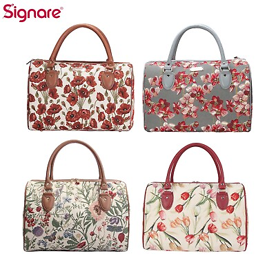 Small Travel Bag Tapestry Floral Design by Signare Tapestry