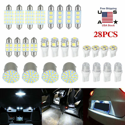 #ad 28pcs LED Interior Lights Bulbs Kit Car Trunk Dome License Plate Lamps 6000K Set