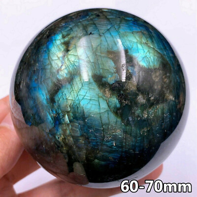 60 70mm Natural Labradorite Quartz Sphere Crystal Ball Rainbow Reiki Healing