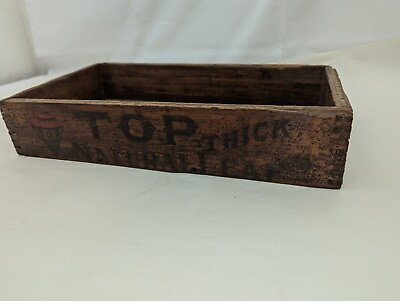 #ad Antique quot;TOPquot; brand tobacco box... TOP NATURAL THICK LEAF