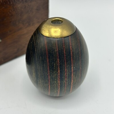 #ad Vintage Kaleidoscope Signed Van Cort Turned Wood Brass Egg Shaped