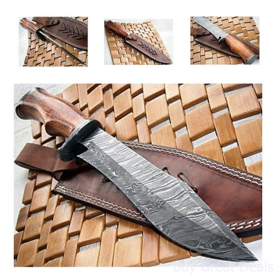 #ad Handmade Damascus Steel Bowie Blade Custom Hunting Knife REG 14 Inches