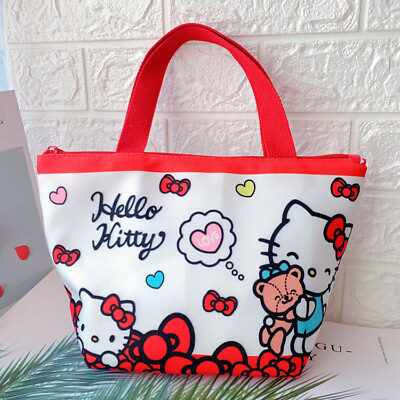 Cute Red Hello Kitty Lunch Box Bag Storage Insulated Handbag Tote Picnic Case