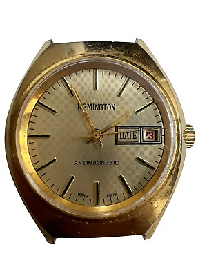 #ad Remington Vintage Mechanical Handwind Mens Gold Vintage Watch Running