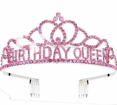 #ad Birthday Queen Tiara Crown Rhinestone Crystal Queen Princess Party Crown NIB