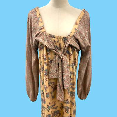 Vintage 1970s Boho Chic Cottagecore Layered Peasant Dress Size 14