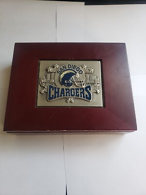 #ad 🚨🔥Vintage Wood San Diego Los Angeles Chargers Jewelry Watch Ring Box Nice