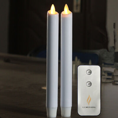 Luminara Flameless Flickering Flame White Taper Candles Remote Wax Timer 2 4 6