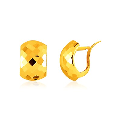 #ad 14k Yellow Gold Geometric Texture Earrings