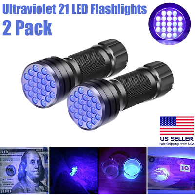 2x UV Ultra Violet LED Flashlight Blacklight Light 395 NM Inspection Lamp Torch
