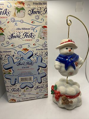 #ad Snow Folks Snowball Ornament Holder And Snowman #276081