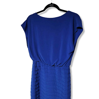 #ad Adrianna Papell elegant blue sheath dress knee length stain dinner party 2