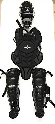 #ad All Star Youth System7 Axis Pro Catcher#x27;s Protector Set Black For Ages 9 12