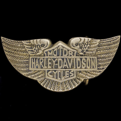 #ad #ad Vintage 70s NOS Harley Davidson Wings Bar Shield Biker Chopper Brass Belt Buckle