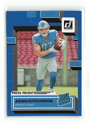 #ad #ad AIDAN HUTCHINSON #313 2022 DONRUSS LIONS Blue Press Rated Rookie