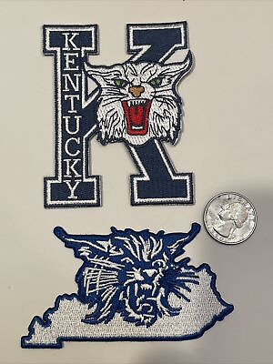 #ad 2 University Of Kentucky Wildcats Vintage Embroidered Iron On Patches Patch 3.5”