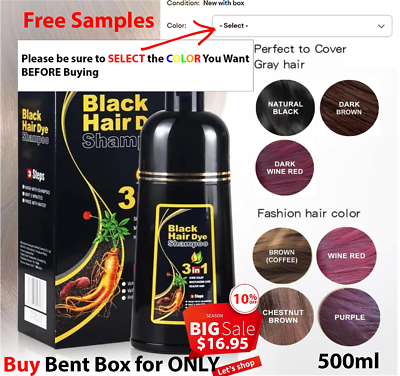 #ad Hair Dye Shampoo Instant 3 in 1 100% Grey Coverage Herbal Ingredients