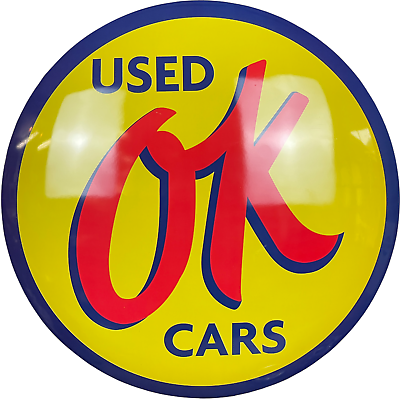#ad Chevrolet OK Used Cars Dome Sign 15quot; Round Metal Sign Vintage Chevy Advertising