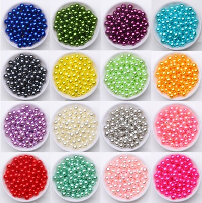 #ad 400Pcs 6mm 8mm 10mm Imitation Pearl Acrylic Round Beads Loose Spacer Jewelry DIY