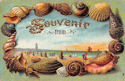 #ad Souvenir From BLANK Shell Border Unposted c1910 Germany Postcard
