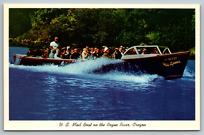 #ad U.S. MAIL BOAT ON THE ROGUE RIVER OREGON VTG OR POSTCARD