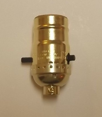 BRASS PLATED PUSH THRU LAMP SOCKET E26 FOR TABLE LAMP SWITCH NEW 30751J