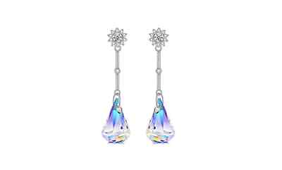 #ad Aurora Borealis Crystal Drop Earrings Made With Crystals From Swarovski
