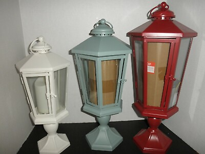 #ad Luminara WINDSOR Lantern with pedestal Flameless candle 17quot; 19quot; 21quot; 5 Colors