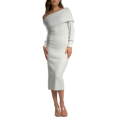 #ad #ad Elan Women#x27;s Ribbed Knit Long Sleeve Off The Shoulder Midi Sweaterdress