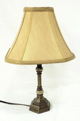 Small Table Lamp with Shade Portable Luminaire BK 56506 Bronze Marble Accents