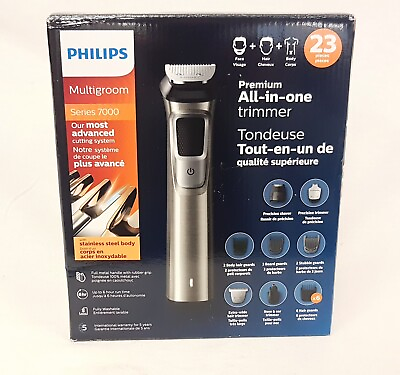 PHILIPS 7000 Series Norelco Steel Multigroom All in One Trimmer MG7790 23 PCS