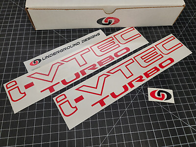 I VTEC TURBO 2 Pack Vinyl Decal 12quot; Vtec Sticker for Honda Civic Si Type R RSX