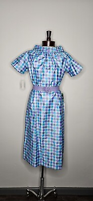 #ad Vintage NWT 1950s 1960s The Jones Girl Ink Spotted Dress With Belt