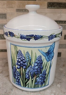 Marjolein Bastin Certified International BLUE Floral Canister 1 with lid