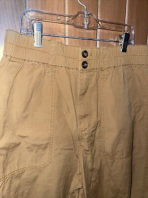 #ad Madewell Pants Loose Cargo Womens Brown Straight Pockets Elastic Waist Wide Leg