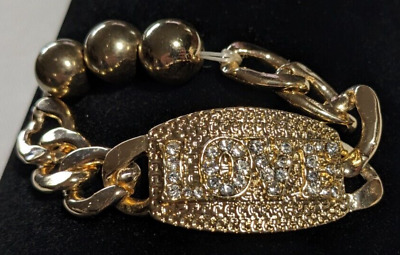 #ad Gold Tone Chunky Love Bracelet