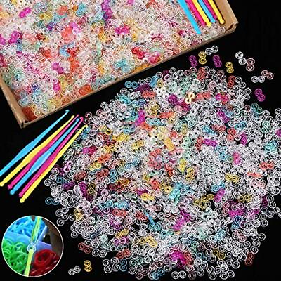 Hartop 580 Pieces S Clips Crochet Hooks DIY for Rainbow Refill Kits Rubber Ba...