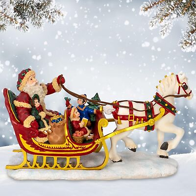 #ad The San Francisco Music Box Company Santa with Children on Horse Sleigh Figur...