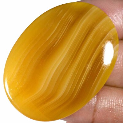 #ad 95.55 Cts 100% Natural Yellow Lace Agate Cabochon 36 x 48 mm Loose Gemstone OW06