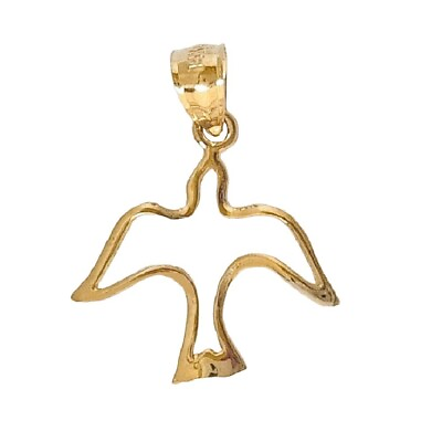 #ad 14K Yellow Gold Holy Spirit Dove Pendant Charm Made in USA