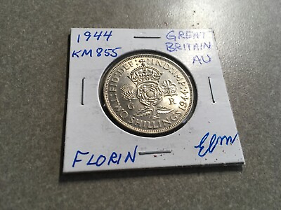 #ad 1944 Great Britain 1 Florin 2 Shillings AU Nice Silver Coin # 395L