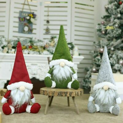 3pcs Christmas Faceless Gnome Santa Plush Dolls Xmas Ornament Toy Table Decor US