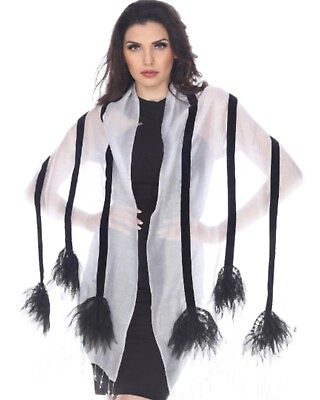 #ad Flying Swan Black and White Women Scarf