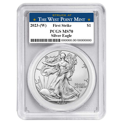 2023 W $1 American Silver Eagle PCGS MS70 FS West Point Label