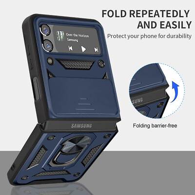 #ad For Samsung Galaxy Z Flip5 Flip4 3 Case Shockproof Stand Slide Camera Ring Cover