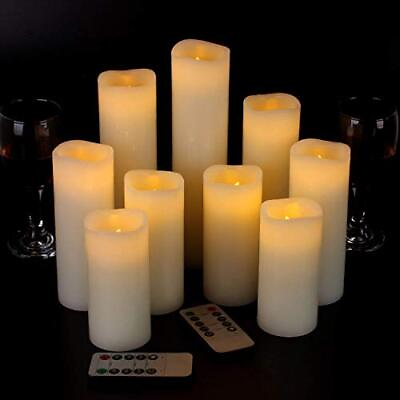 Luminara Flickering Moving Wick Flameless Pillar Candle Led Candles Remote 9 Set